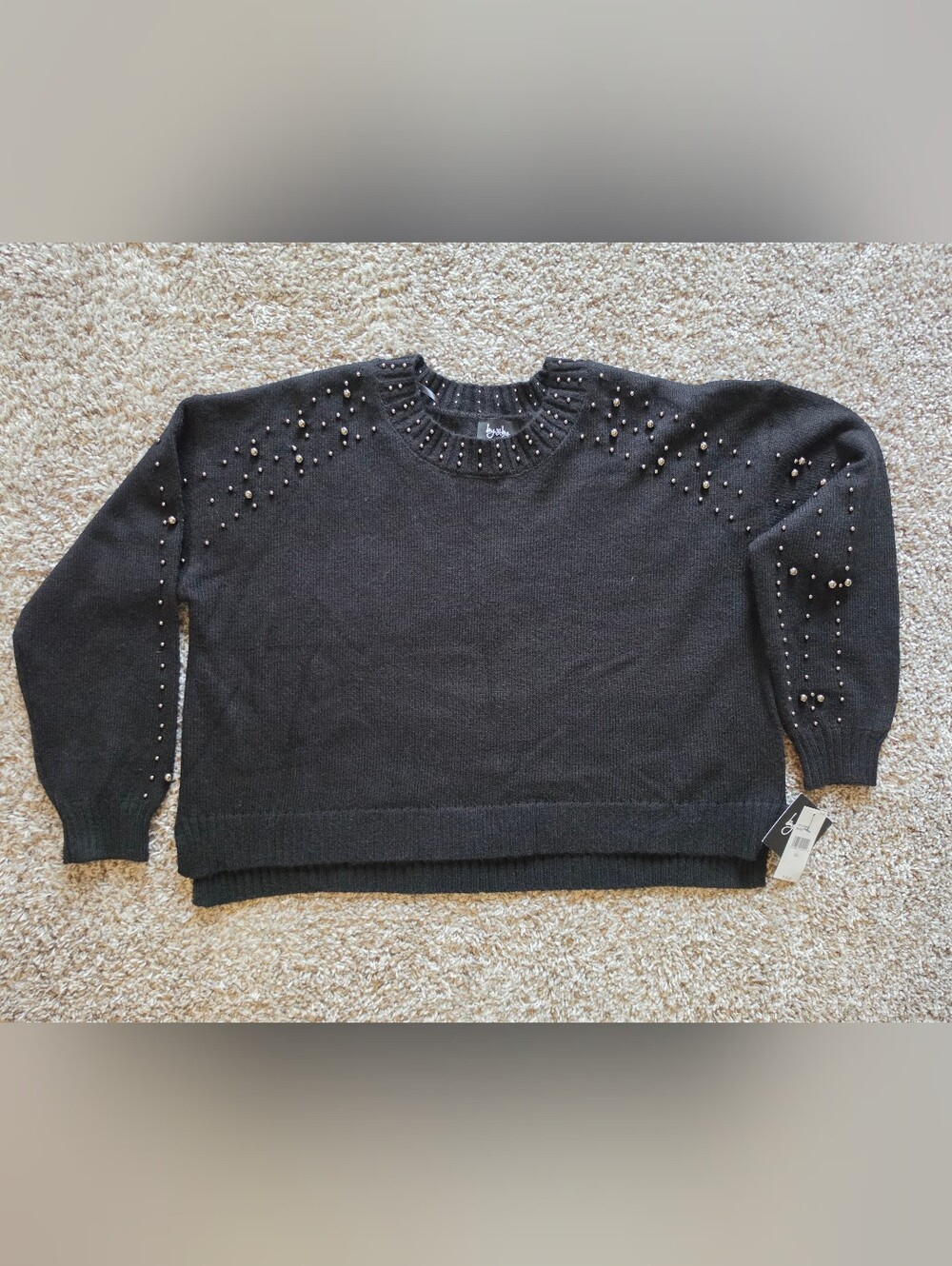 By & By Black knit crewneck sweater